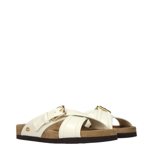 Beige Leather Slippers