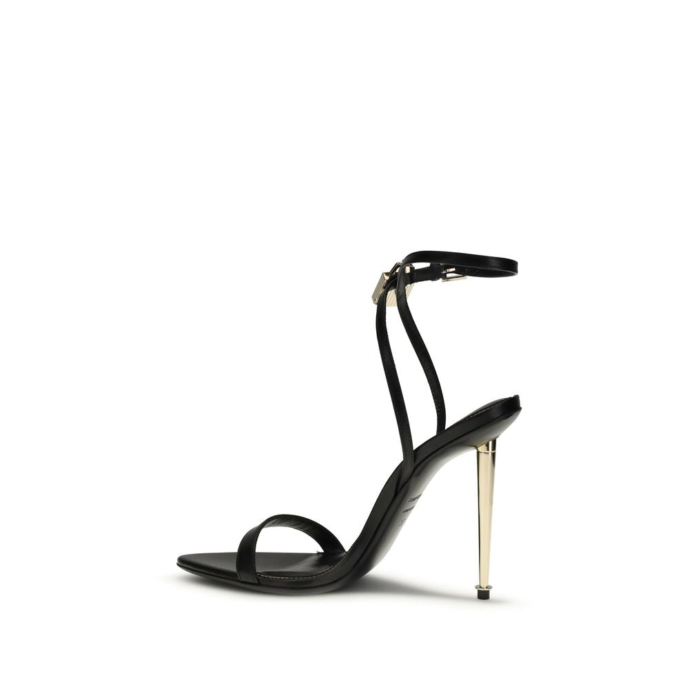 Black Goatskin Stiletto Heel Sandals