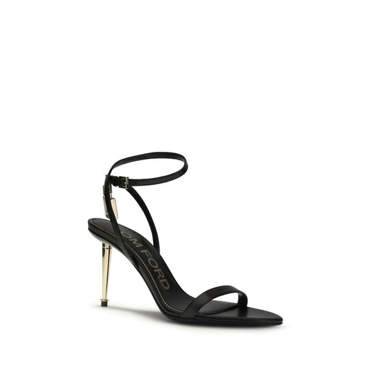 Black Goatskin Stiletto Heel Sandals