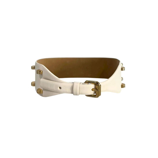 White Genuine Leather Women Belt