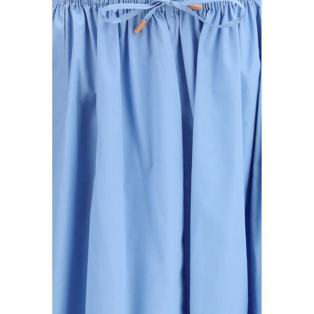 Light Blue Cotton Midi Skirt