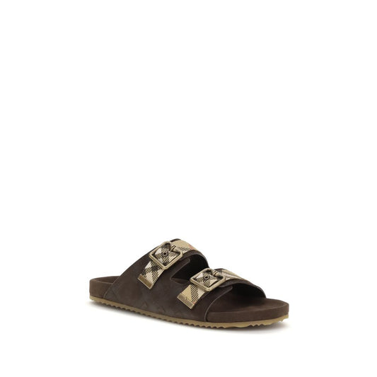 Brown Calf Leather Bos Taurus Flat Sandals