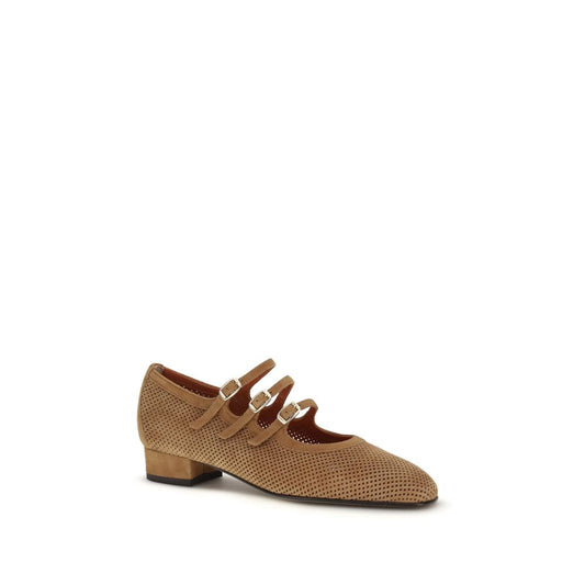 Beige Calf Leather Bos Taurus Ballet Flats