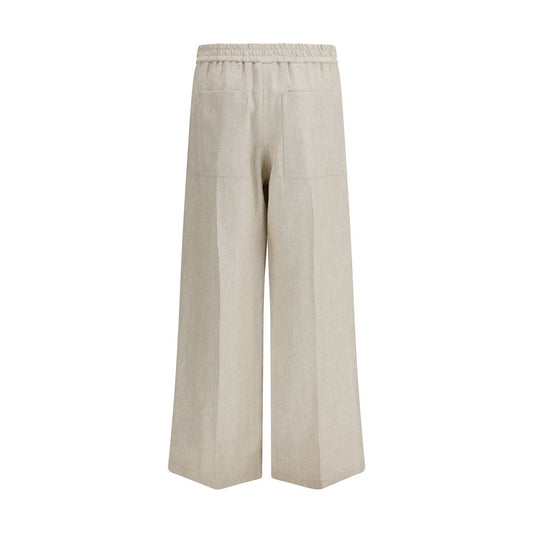 Beige Linen Casual Pants