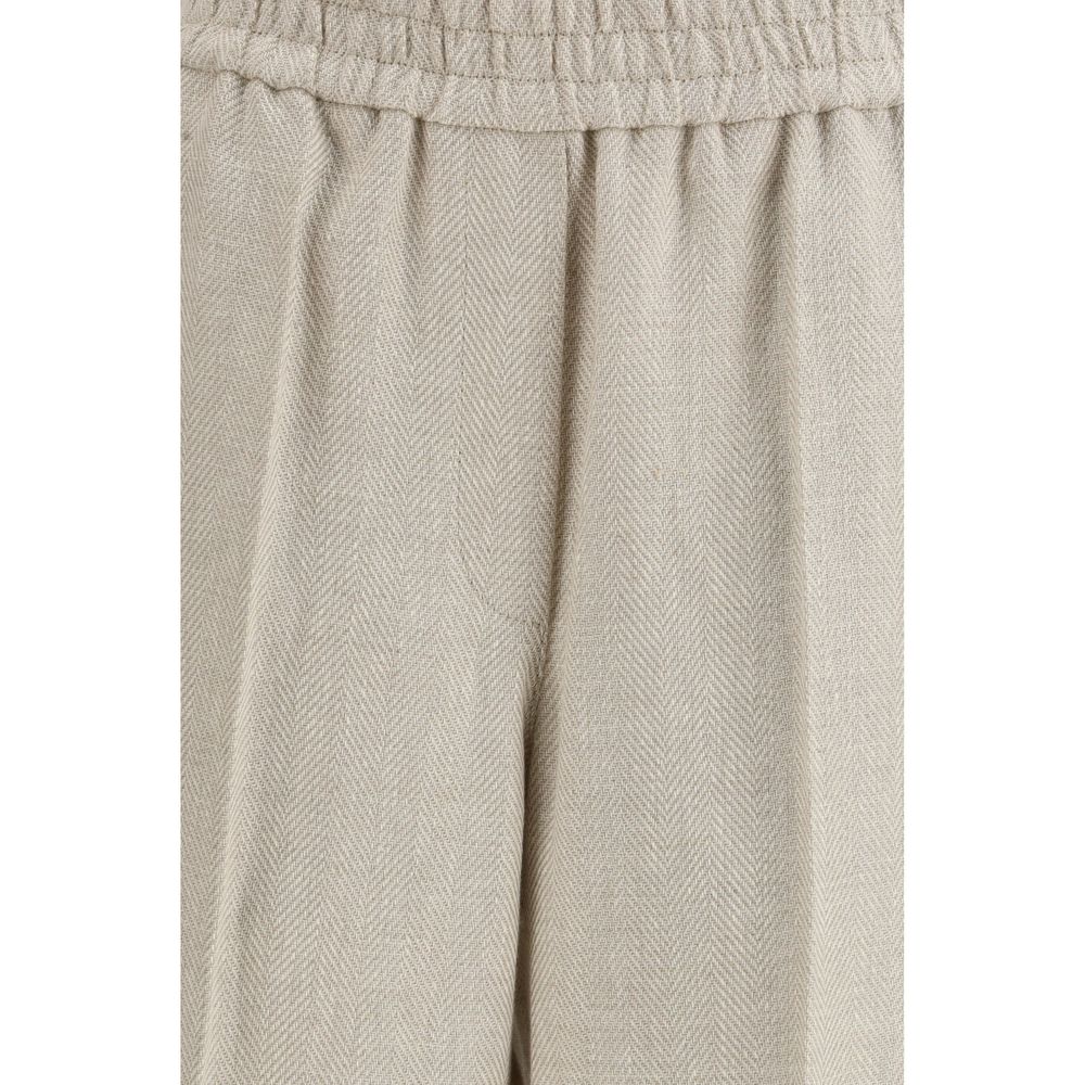 Beige Linen Casual Pants