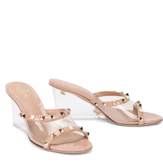 Beige Leather Mules