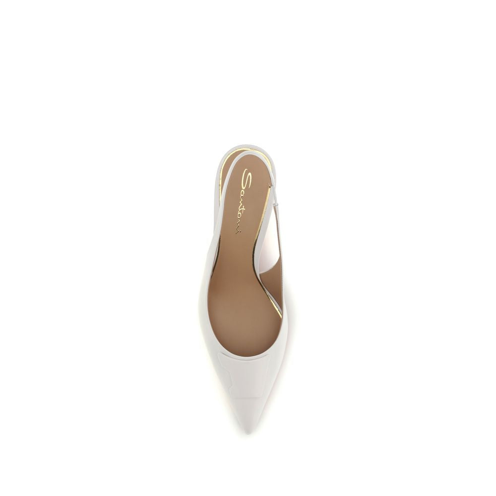 White Calf Leather Bos Taurus Mid Heel Pumps