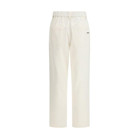 Beige Cotton Casual Pants