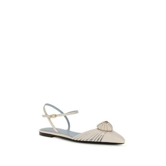 Beige Calf Leather Bos Taurus Flat Sandals