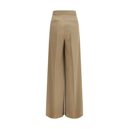 Beige Fleece Wool Casual Pants