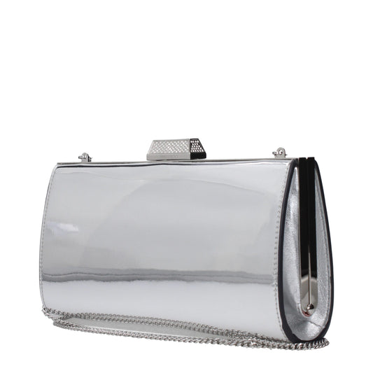 Gray Leather Clutch Bag