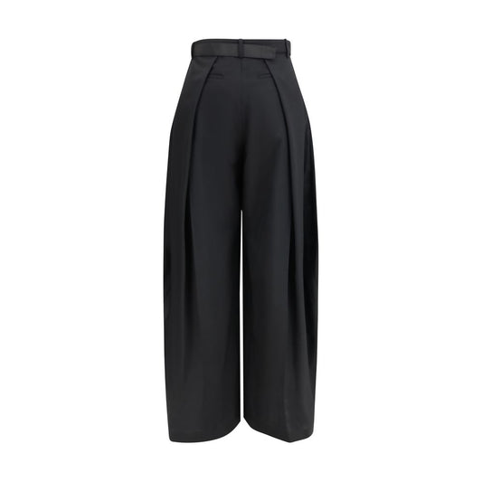Black Polyester Casual Pants
