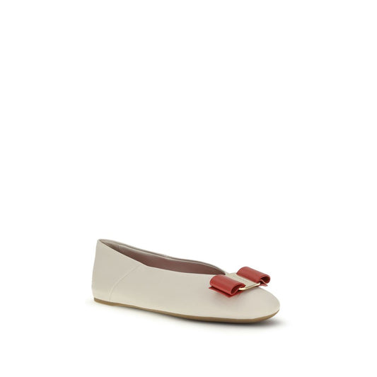 White Calf Leather Bos Taurus Ballet Flats