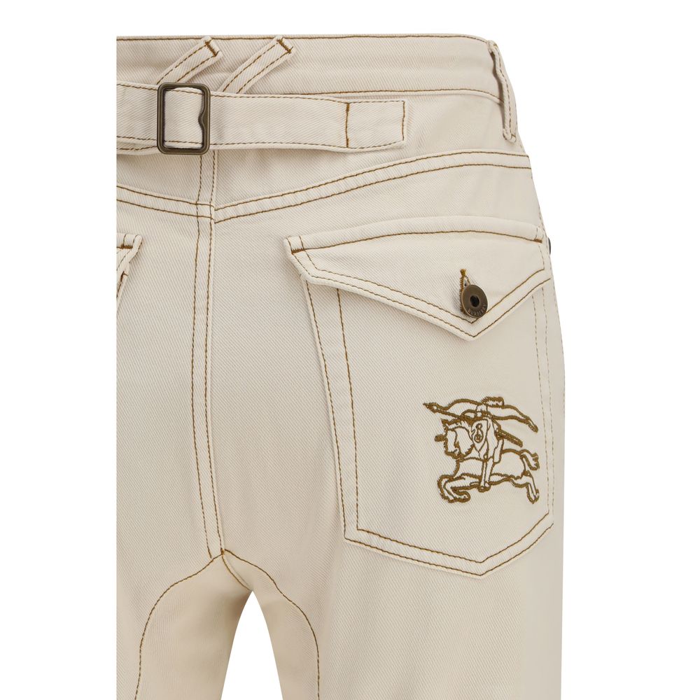 Beige Cotton Bootcut Jeans