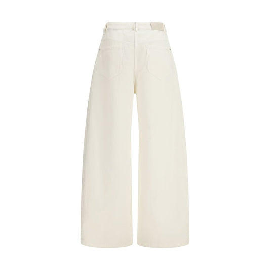 Beige Cotton Casual Pants