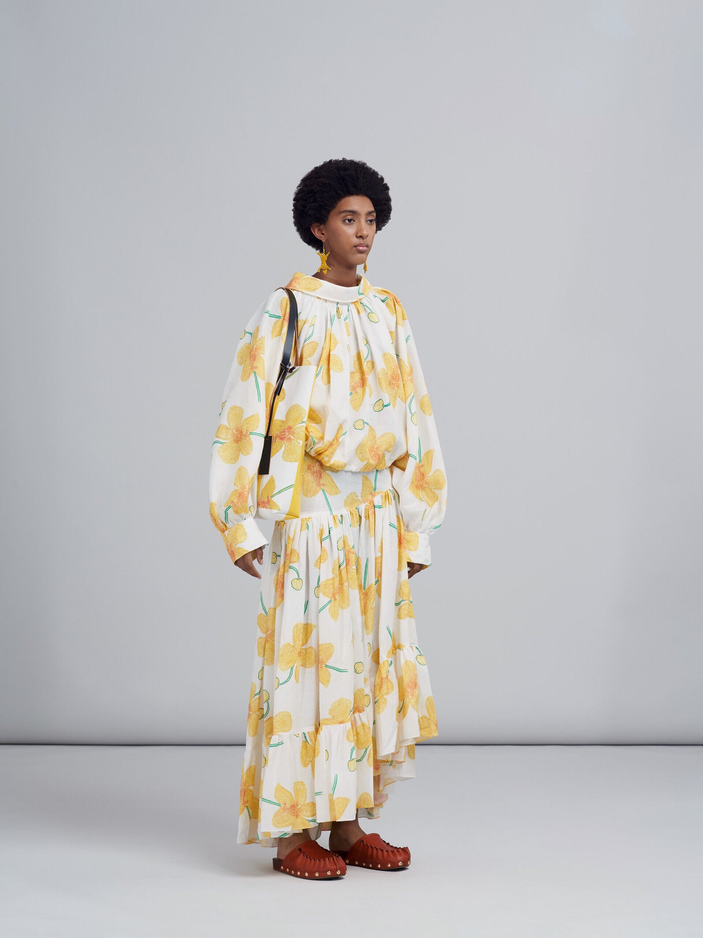 Yellow Fibres Long Skirt