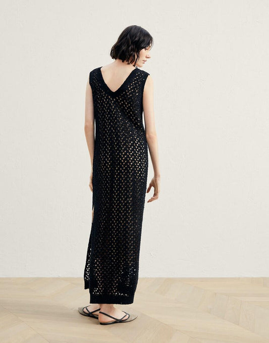 Black Cotton Pattern Dress