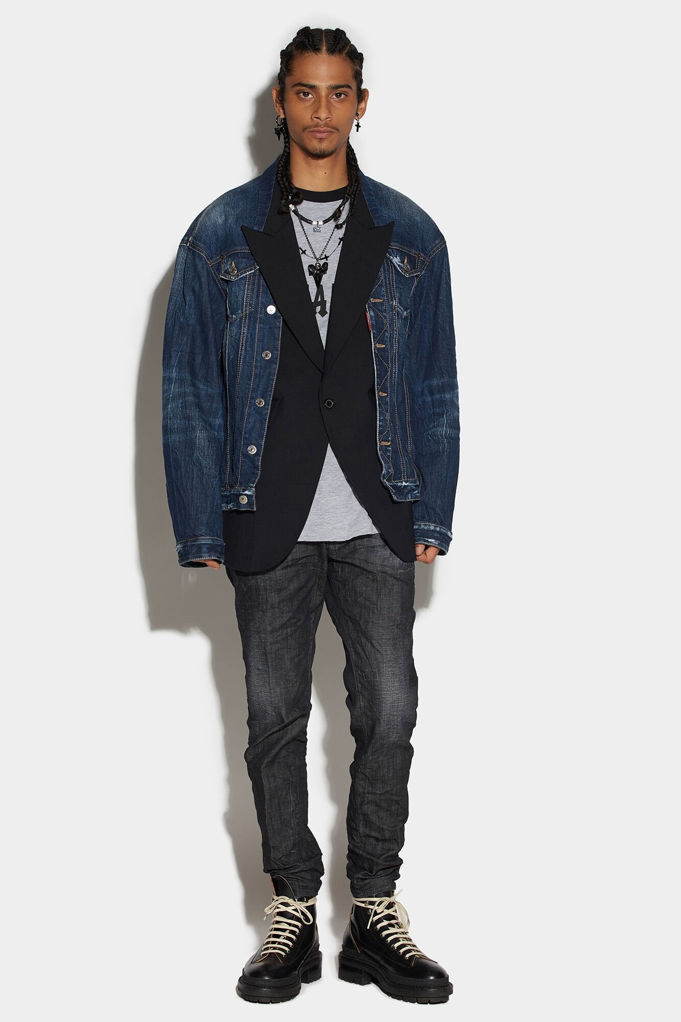 Navy Blue Fibres Denim Jacket