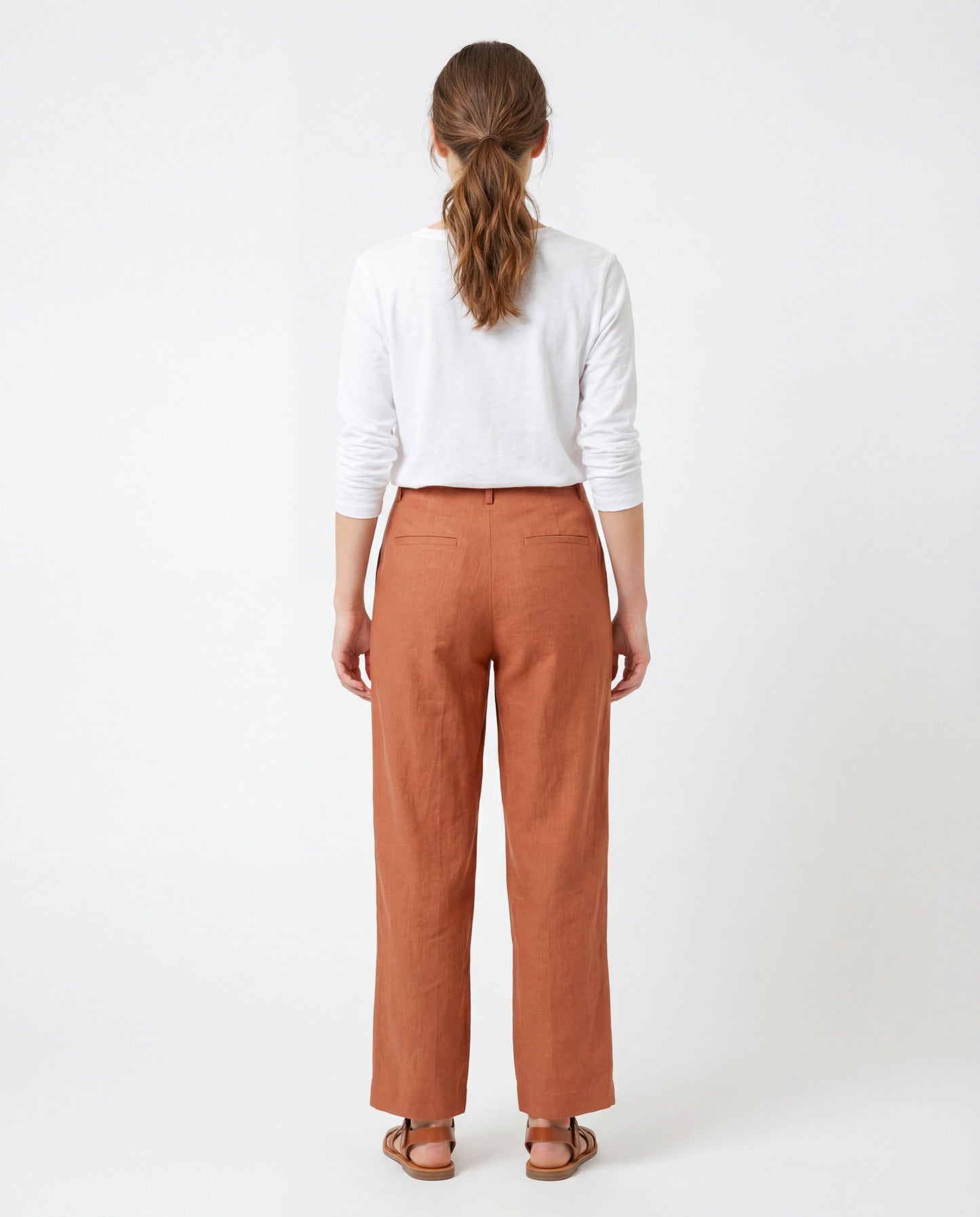 Orange Viscose Casual Pants