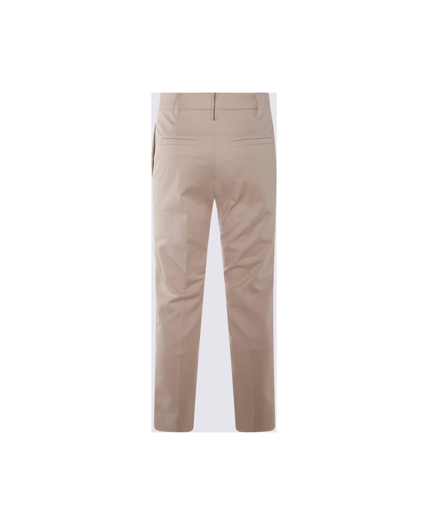 Beige Cotton Casual Pants