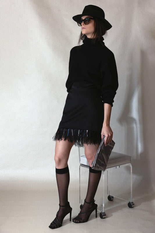 Black Acetate Mini Skirt