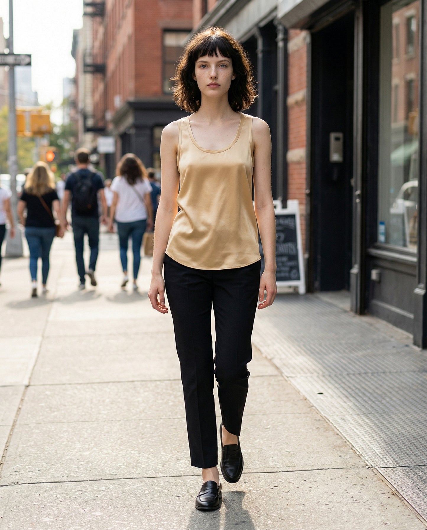 Beige Silk T-Shirt