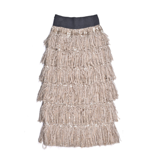 Beige Fabric Skirt
