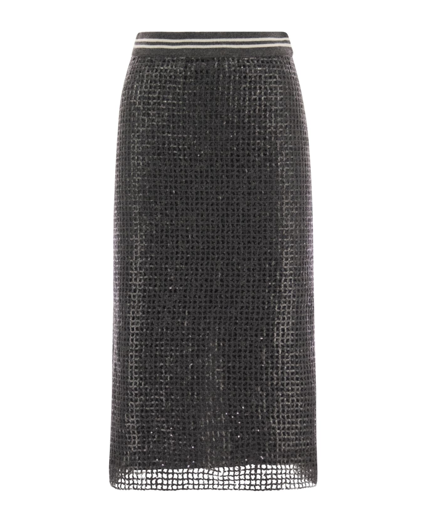 Gray Acetate Long Skirt