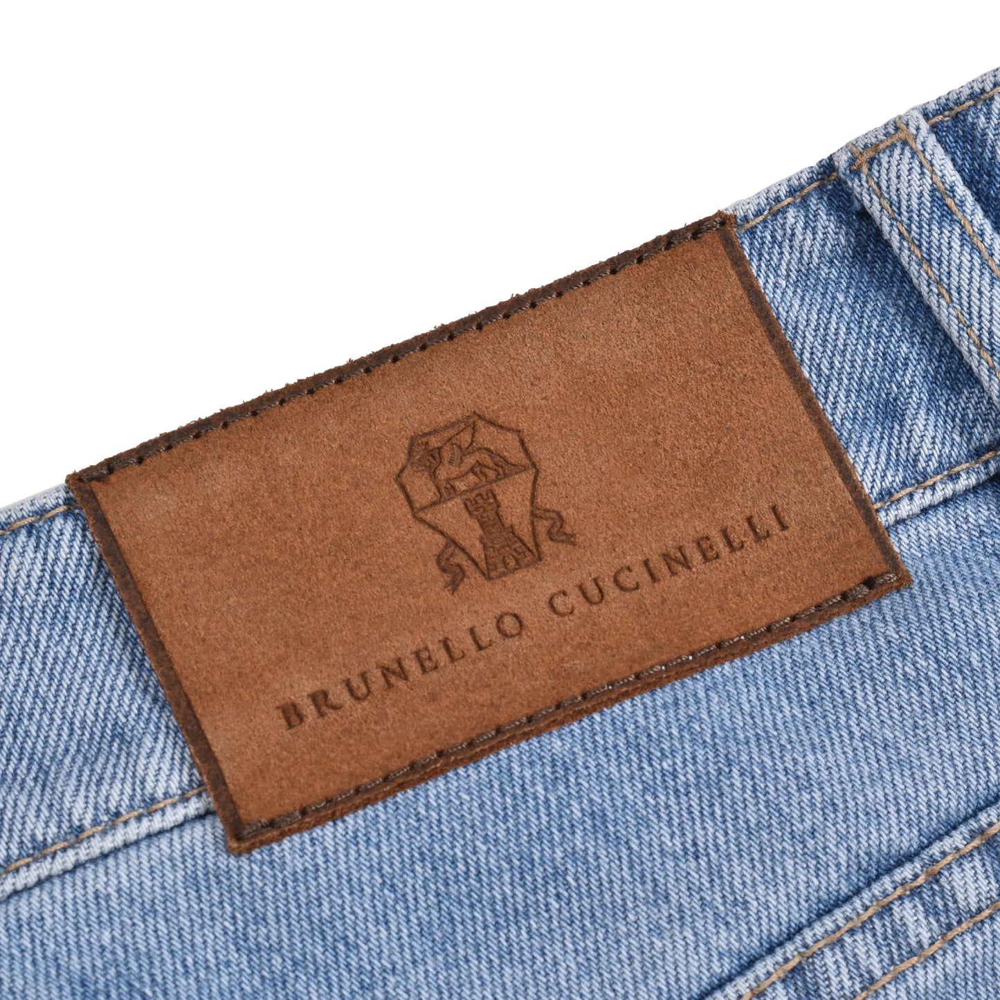 Blue Cotton Straight-Leg Jeans