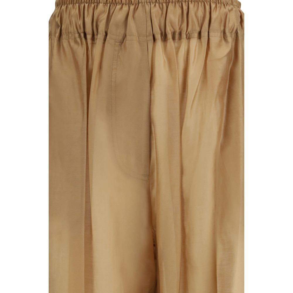 Beige Lyocell Casual Pants