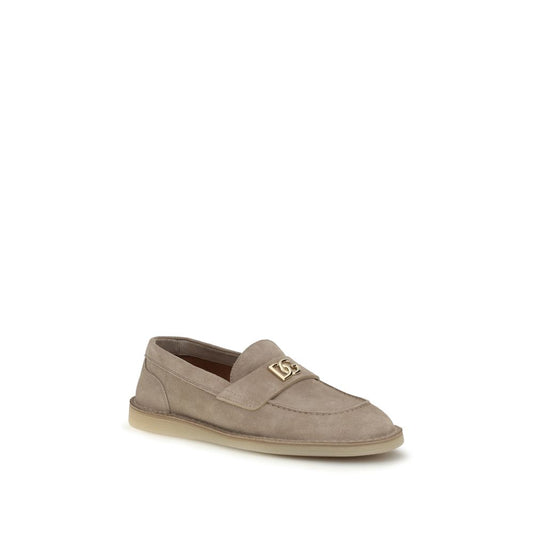 Beige Calf Leather Bos Taurus Slip-On Loafers