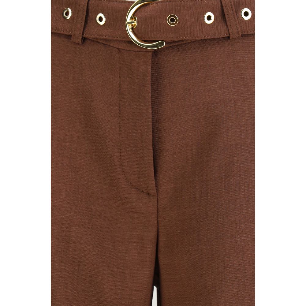 Brown Viscose Casual Pants