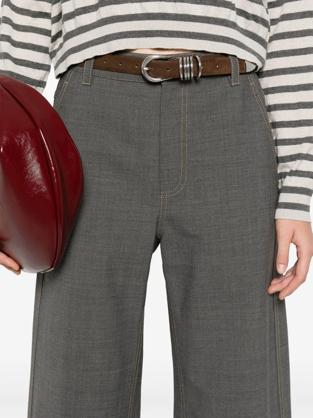 Gray Wool Casual Pants