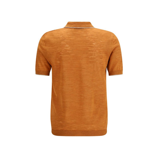 Orange Linen Polo Shirt