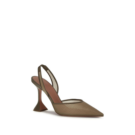 Brown Fabric Platform Pumps