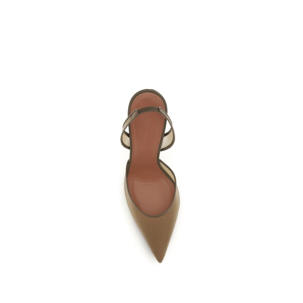 Brown Fabric High Heel Pumps