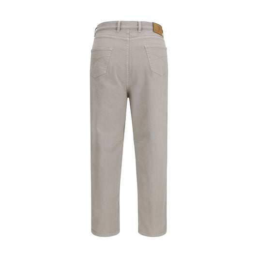 Brown Cotton Casual Pants
