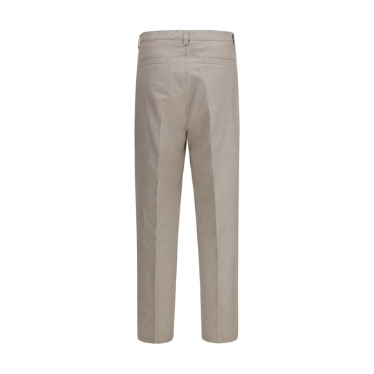 Beige Cotton Casual Pants