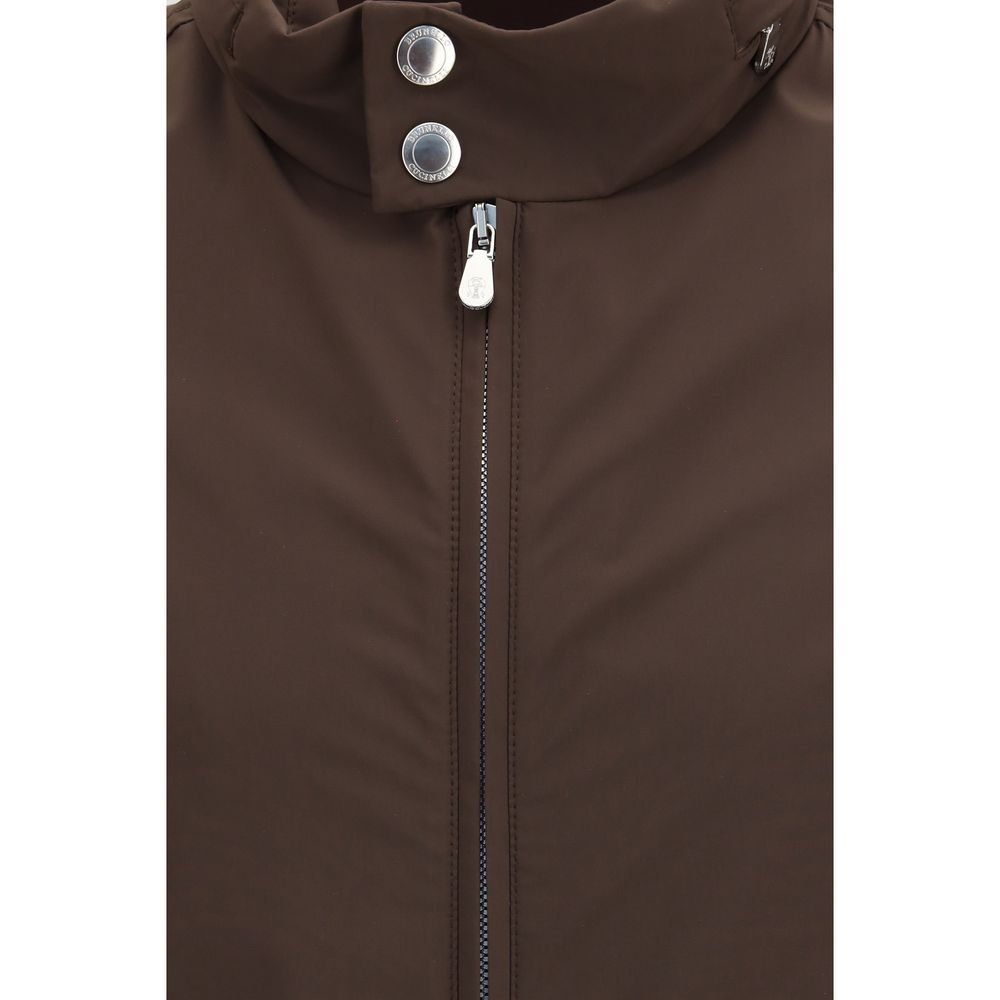 Brown Polyamide Full-Length Jacket