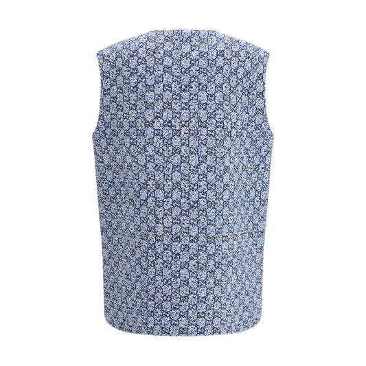 Blue Cotton Sleeveless Jacket