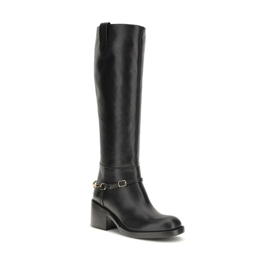 Black Calf Leather Bos Taurus Lace-Up Boots
