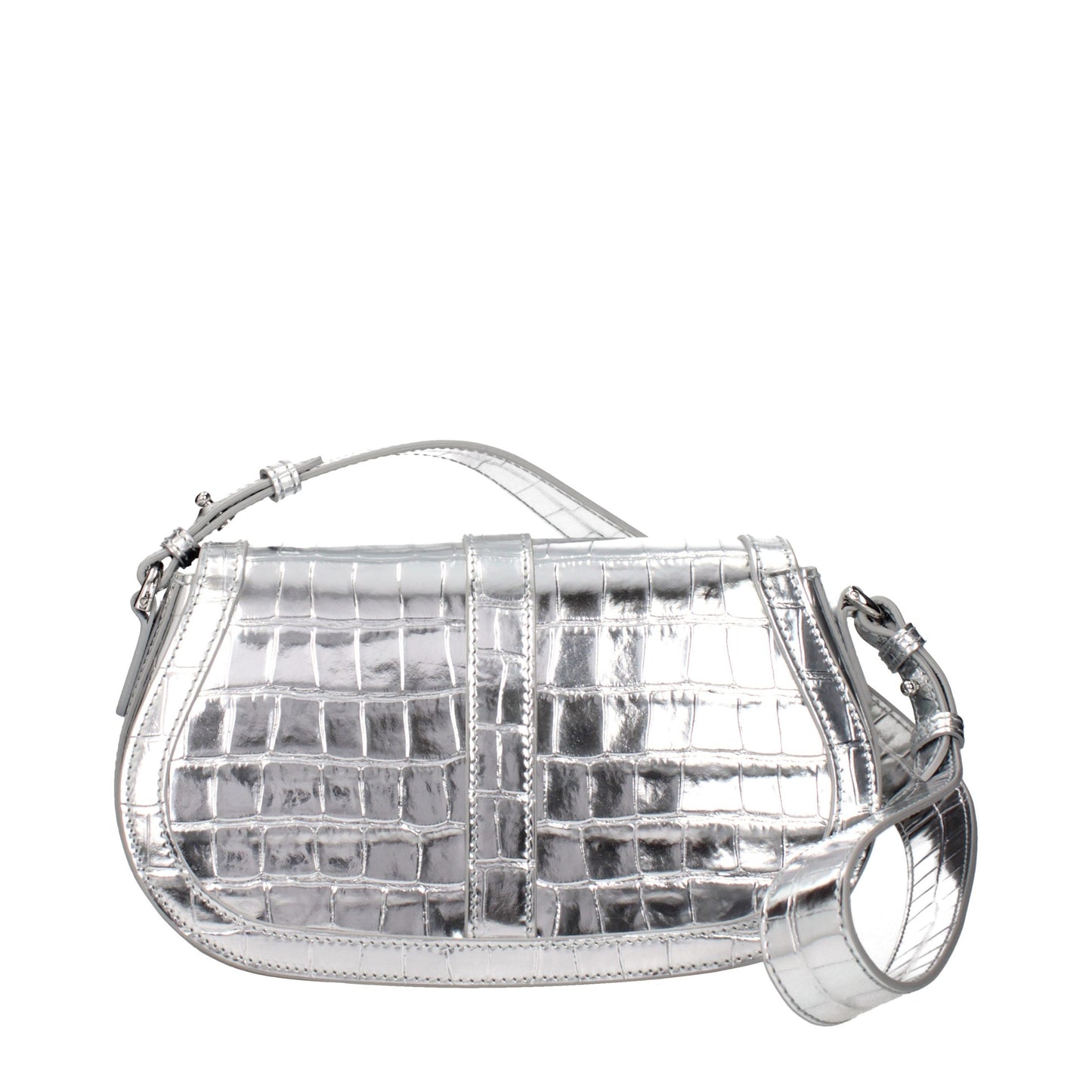 Gray Leather Shoulder Bag
