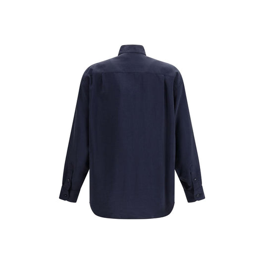 Blue Silk Dress Shirt