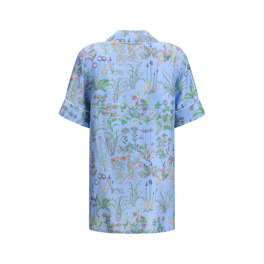 Blue Silk Shortsleeve Shirt
