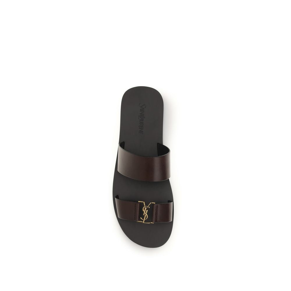 Brown Calf Leather Bos Taurus Flat Sandals