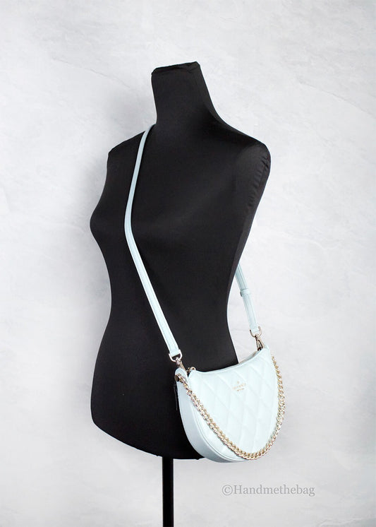 Kate Spade Carey Small Wild Sage Quilted Smooth Leather Zip Top Crossbody Bag