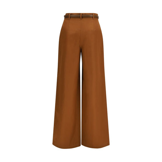 Brown Cotton Casual Pants
