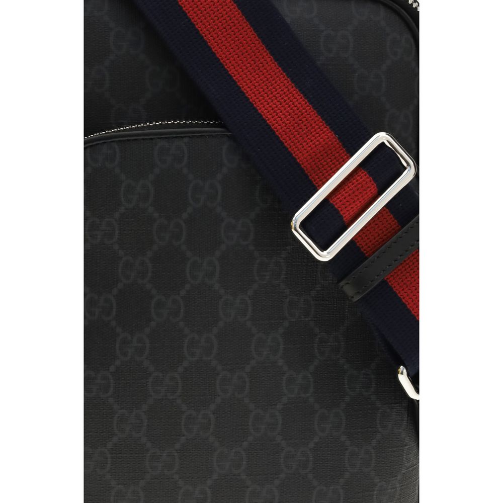 Black Polyurethane Shoulder Bag