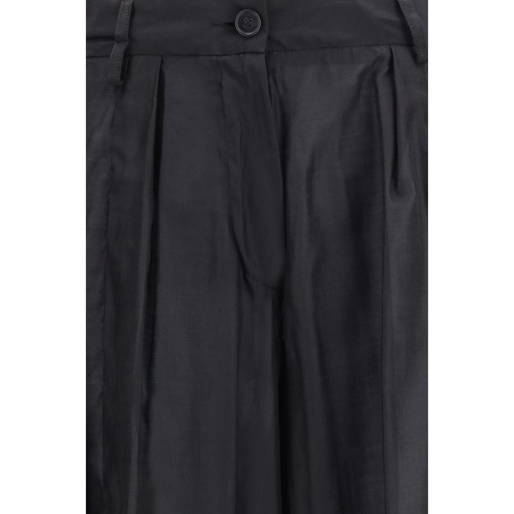 Black Polyester Casual Pants