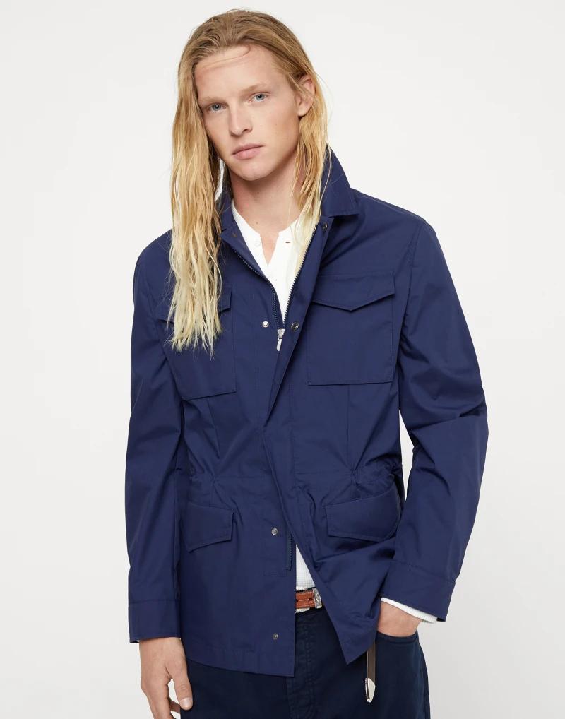 Blue Polyester Shell Jacket
